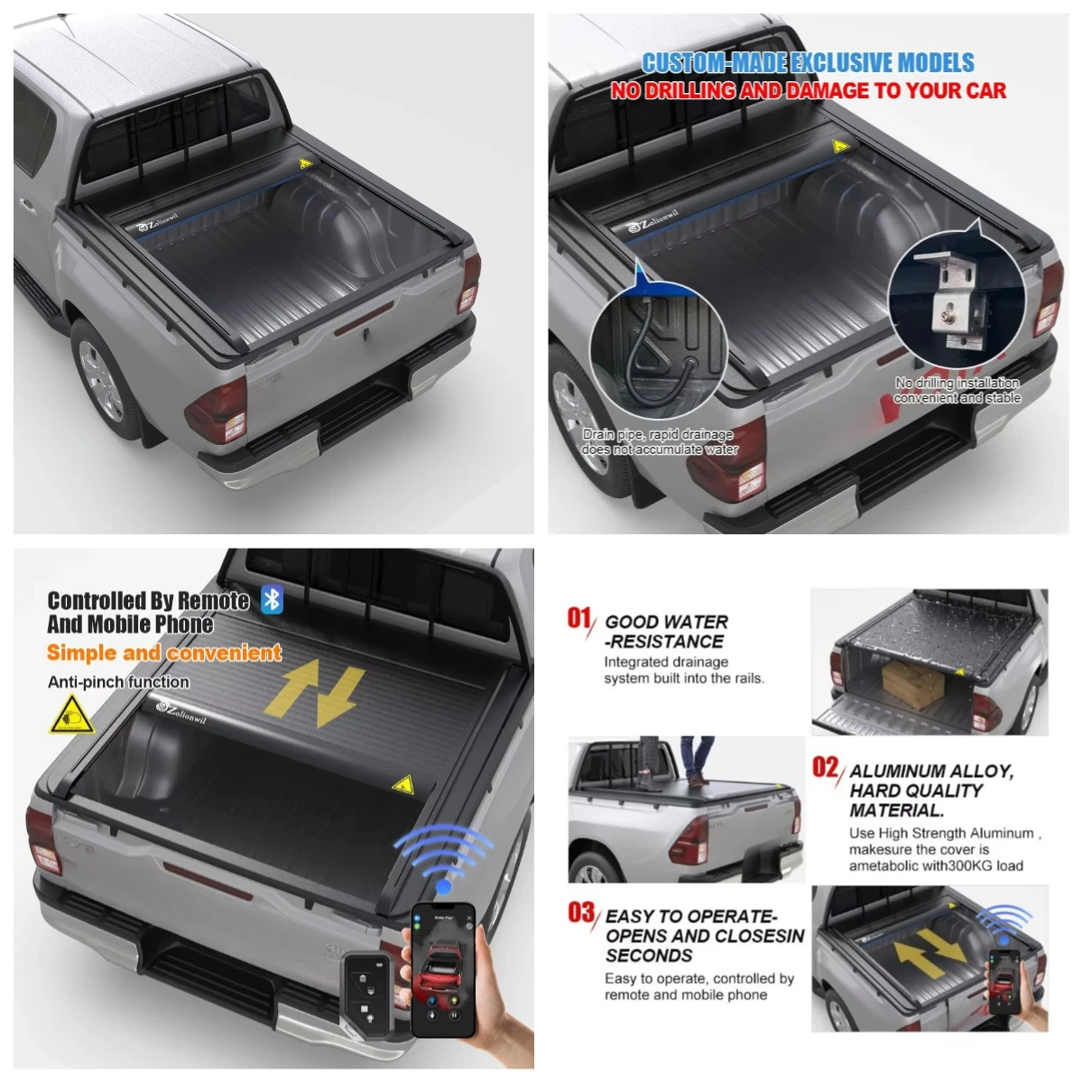 

STLF Canyossoar New Design Aluminum Alloy Electric Tonneau Cover ForToyotas For Pickup Truck5.5FT Brake Light Roller Shutter Lid
