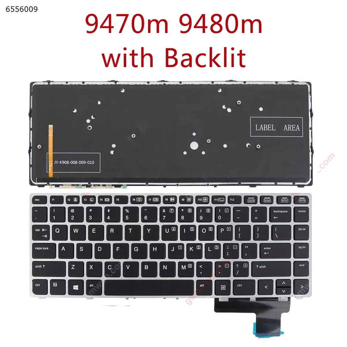 لوحة مفاتيح بديلة جديدة بتصميم QWERTY للكمبيوتر المحمول HP EliteBook Folio 9470m 9480m 9470 9480 بإطار فضي مع إضاءة خلفية