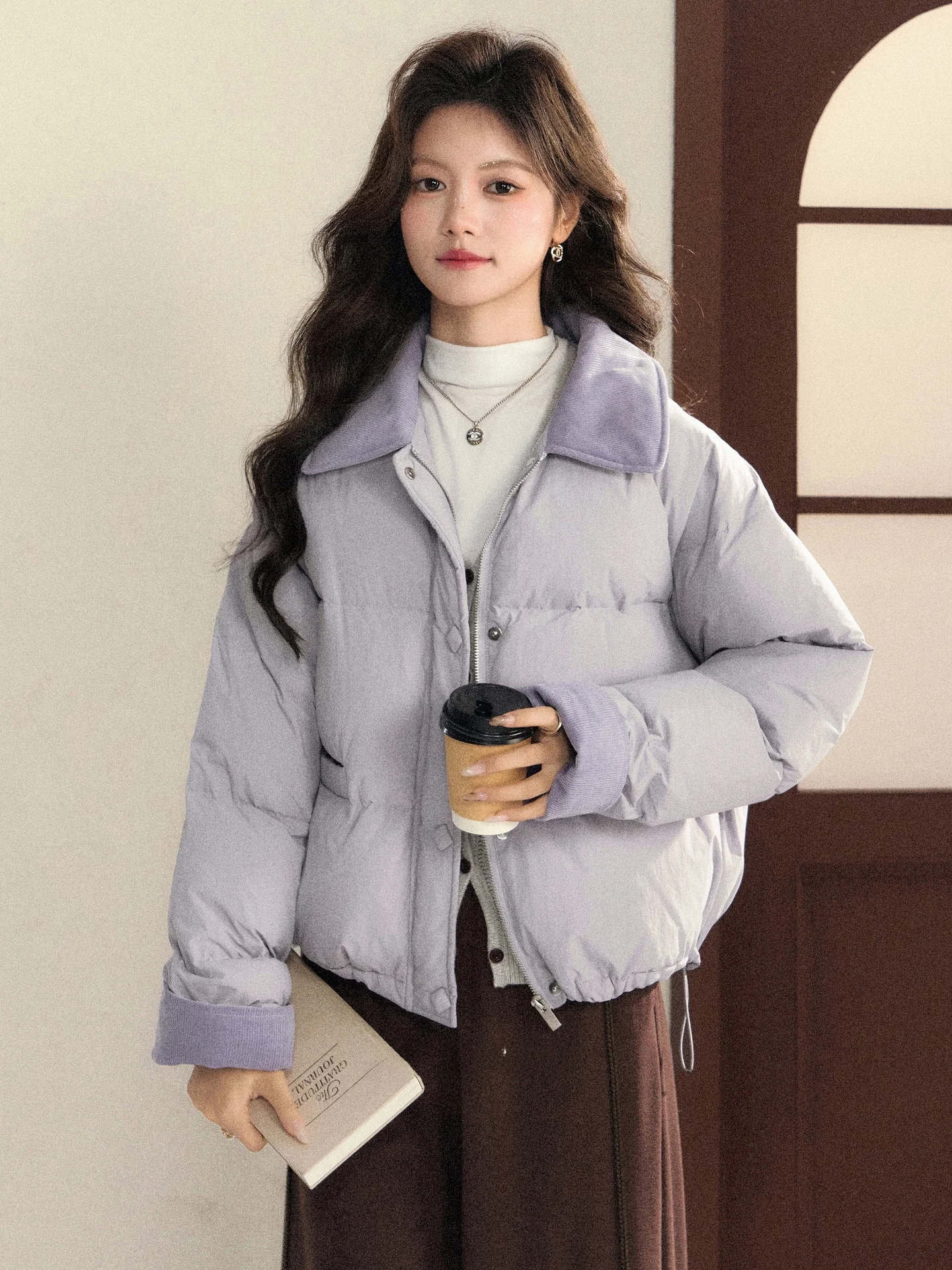 

Женская зимняя модная легкая куртка South Deer Purple Du с воротником-стойкой, повседневная, с наполнителем из пуха