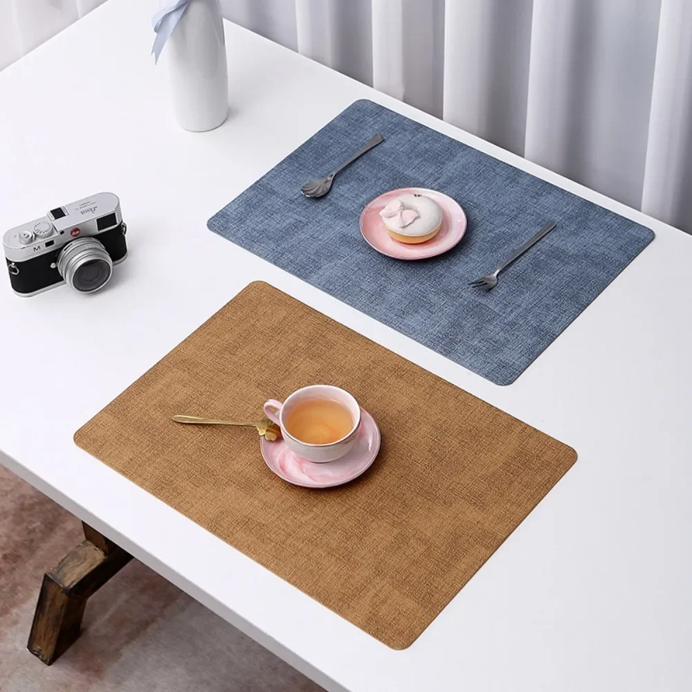 

4 Pcs Table Mats Faux Leather Place Meal Pad Placemats,Dual Sided Dining Table Square Non-Slip Heatproo Waterproof Washable