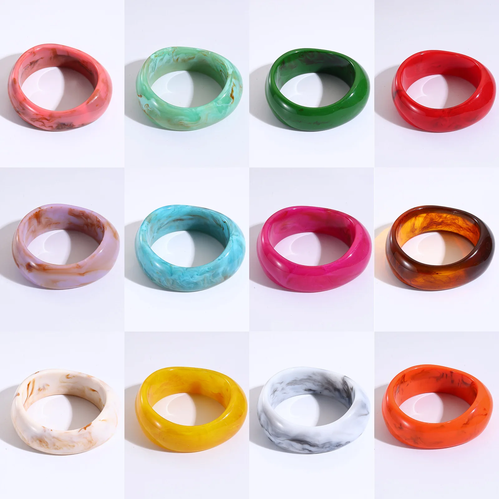 

DIY accessories Macaron translucent oval resin bracelet, wide version retro style women's jewelry, European and American cross-b