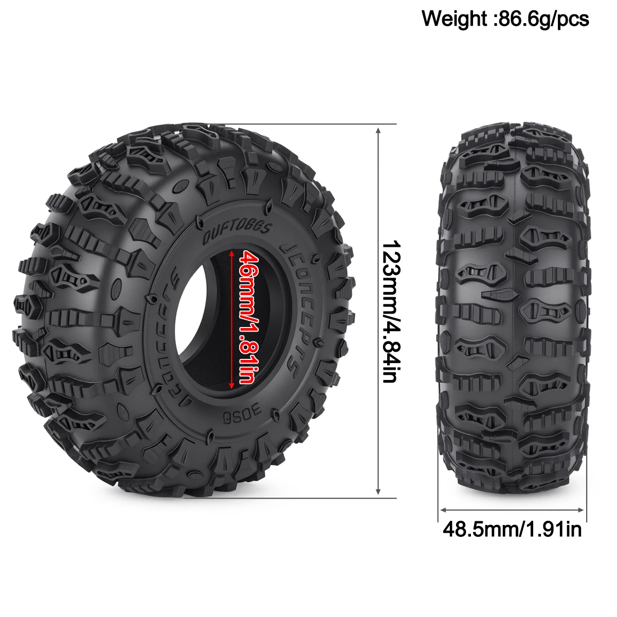 Pneus de Borracha de 123mm 1.9 - Rc Crawler 4X4 avaliação e preço