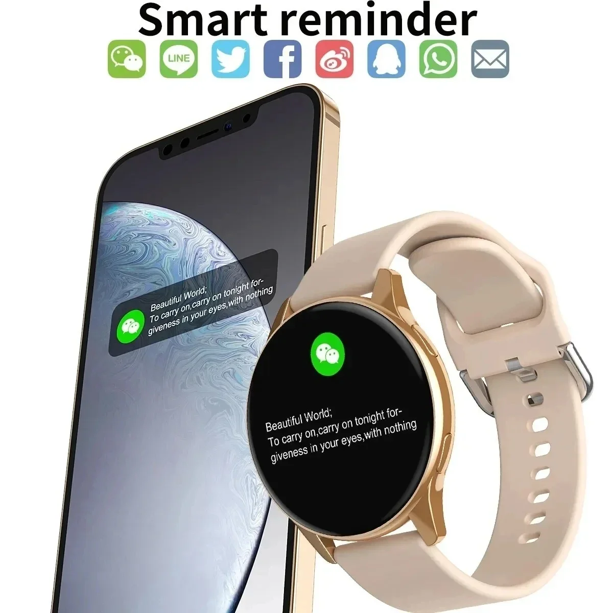 Reloj inteligente redondo con Bluetooth para hombre y mujer, pulsera con seguimiento de actividad física, personalizada, para Android e IOS, 2024