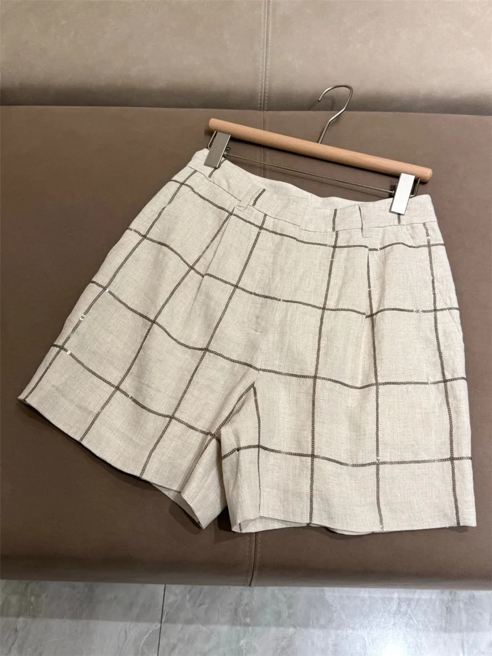 여름 신작 여성 리넨 반팔 셔츠 + 반바지 패션 다목적 상쾌한 캐주얼 투피스 세트