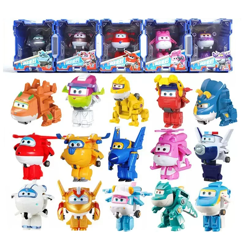 スーパーウィングス スケールミニ 変形アニメ デフォルメ飛行機ロボット アクションフィギュア 変形玩具 子供向けクリスマスプレゼント