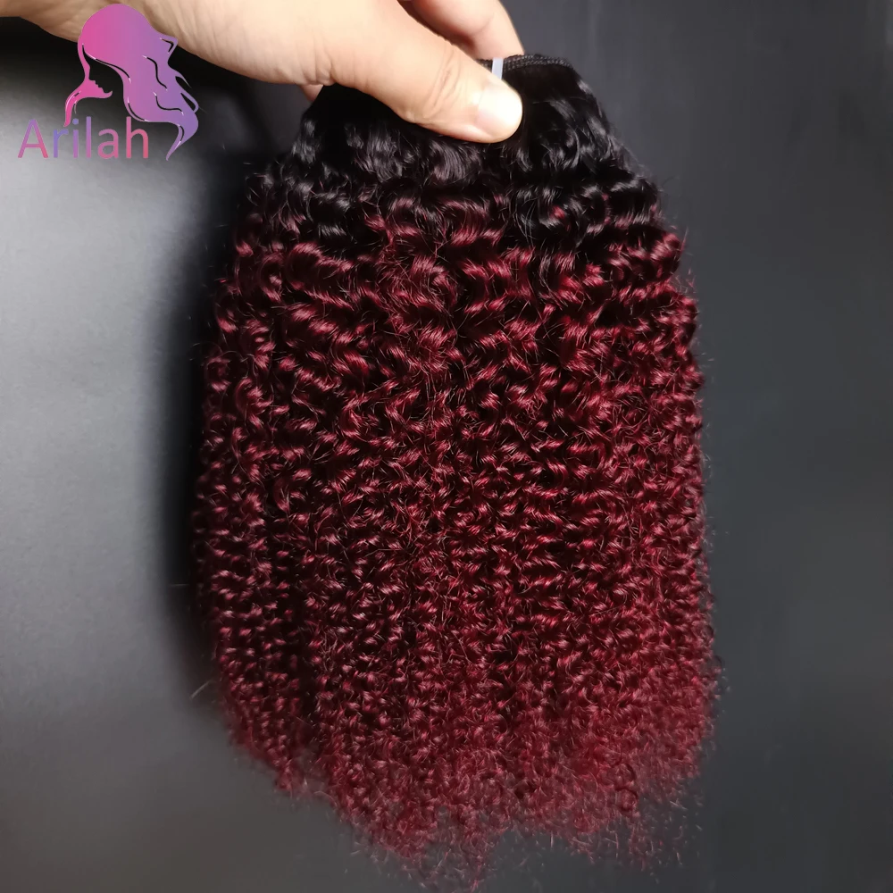 12A グレード 1/2/3 個 T1B99j アフロ変態カーリー人毛バンドル 100 グラム/PC ダブル横糸ヘアエクステンションブラジルバージンヘアフルエンド