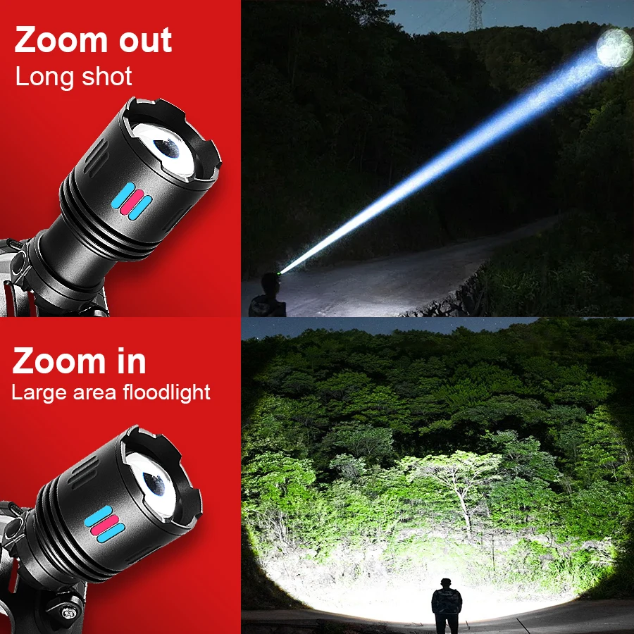 Super Bright 990000000LM LED Headlamp 6500M Long Shot USB Rechargeable Head Flashlight For Outdoor Camping Hiking Hunting