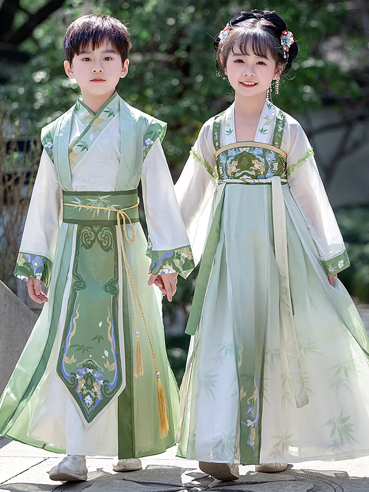 

Платье для маленьких девочек, костюм Тан, летние детские комплекты принцессы, детская одежда, длинные китайские платья ханьфу для девочек, костюмы