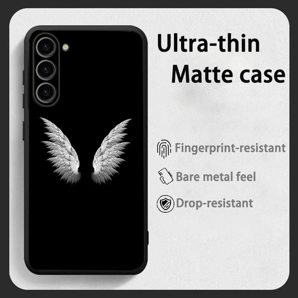 Angel ins logo fashion design  Phone Case For Samsung Galaxy S26 S25 S24 S23 S22 S21 Plus Ultra Fold A Soft Black