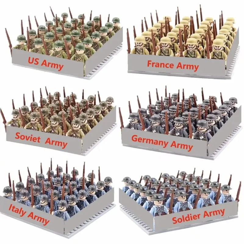 10pcs/set of WWII military character building blocks Germany United States United Kingdom Soviet soldier weapons children's toys