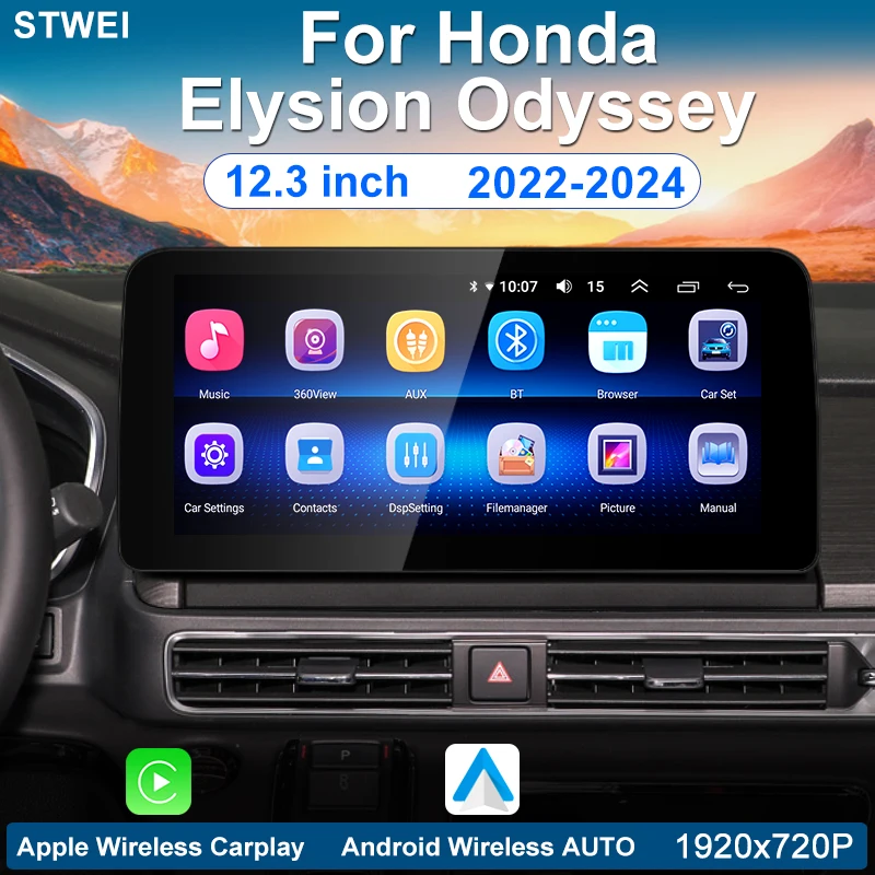 For Honda Elysion Odyssey 2022-2024 Car Radio Multimedia Video Player Wireless Car Android 12 GPS Navigation 4G WIFI Stereo