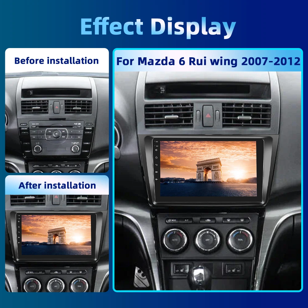 Podofo Android 2din Car Radio For Mazda 6 Rui Wing 2007-2012 Multimedia Video Player GPS Navigation 4G Carplay DSP Autoradio