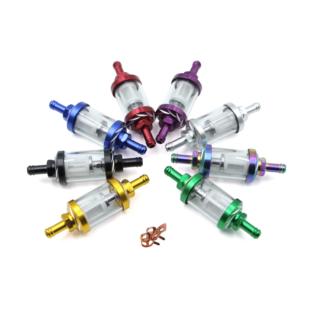 

Motorcycle 8mm CNC Aluminum Alloy Glass Gas Fuel Oil Filter For Dirt Pit Bike 125/140/150/160cc CRF70 90 110 TTR100 110 KLX65