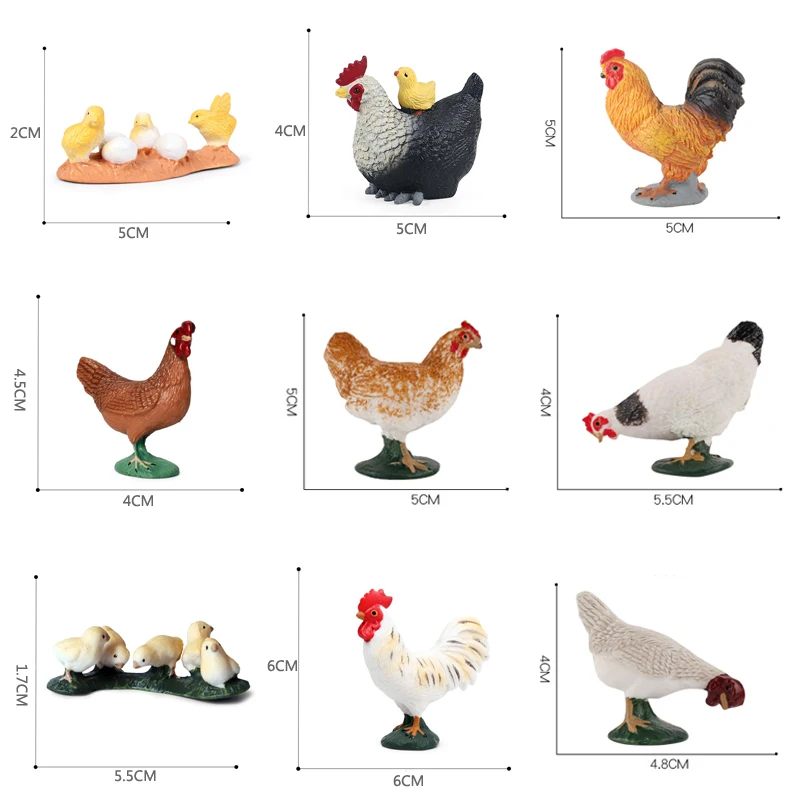 Kids Toys Simulation Poultry Farm Animals Figurines Chickens Rooster Model Action Figures Miniature Collection Toys for Children