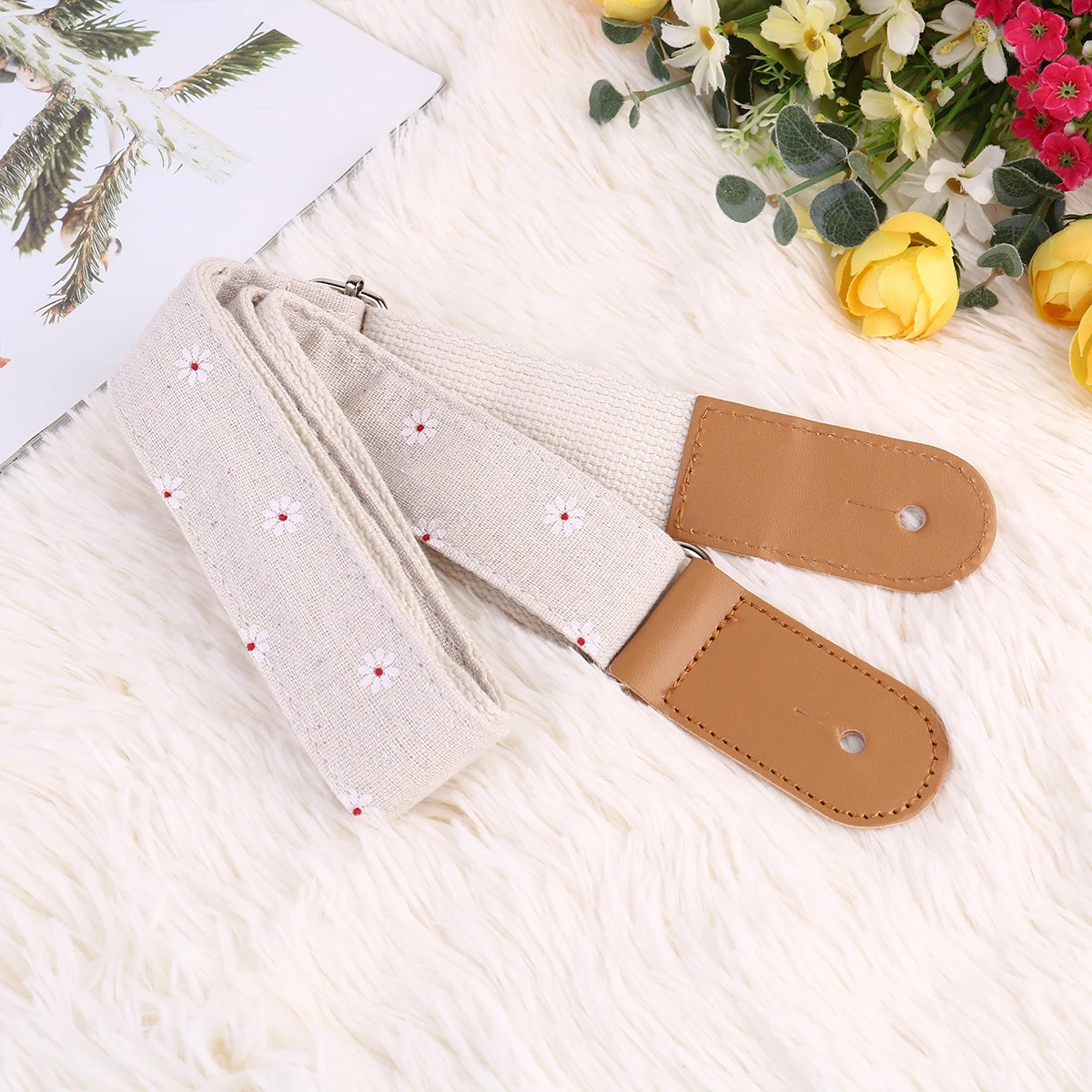 

1PC Daisy Pattern Style Cotton Linen Shoulder Strap Strap for Ukulele Guitar (Assorted Color)