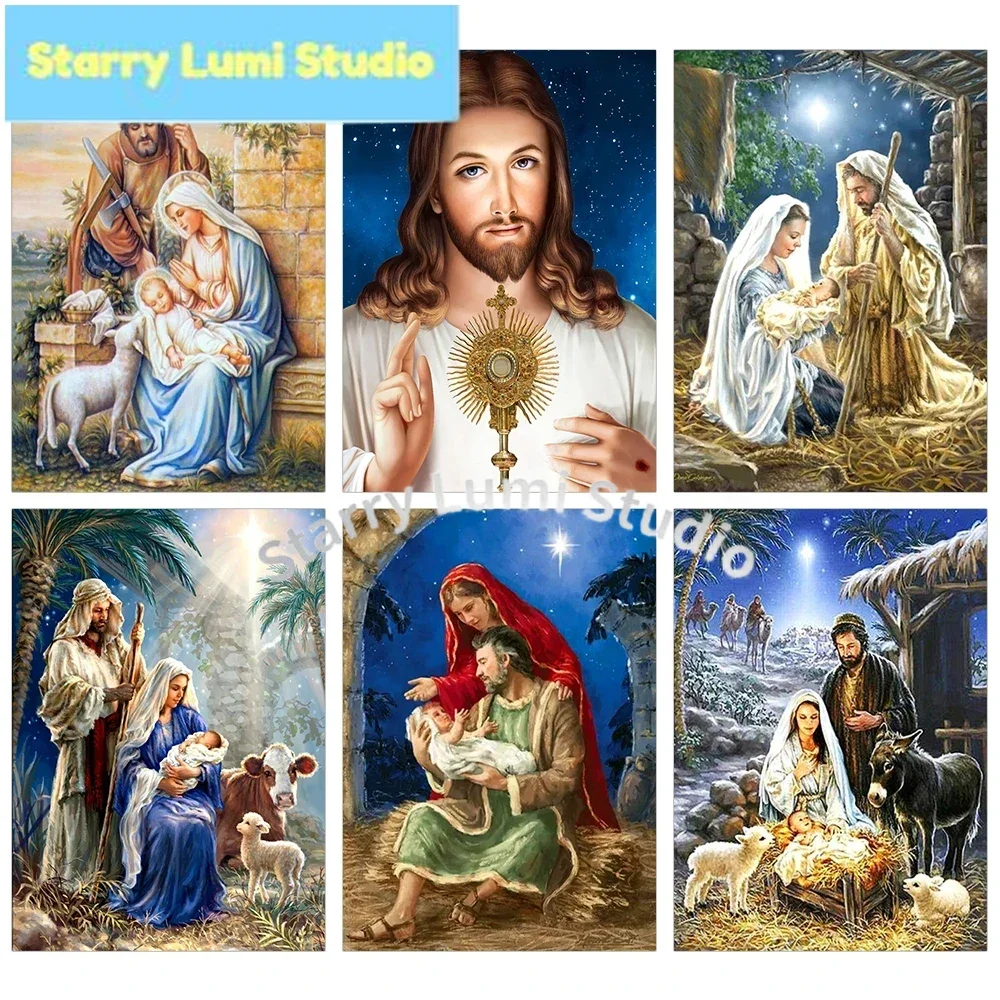 Peinture Diamant Jésus-Christ : La Rédemption de Jésus, Mosaïque Diamant, Kit de Broderie Point de Croix Incrusté de Strass, Décoration Maison DIY, Cadeau
