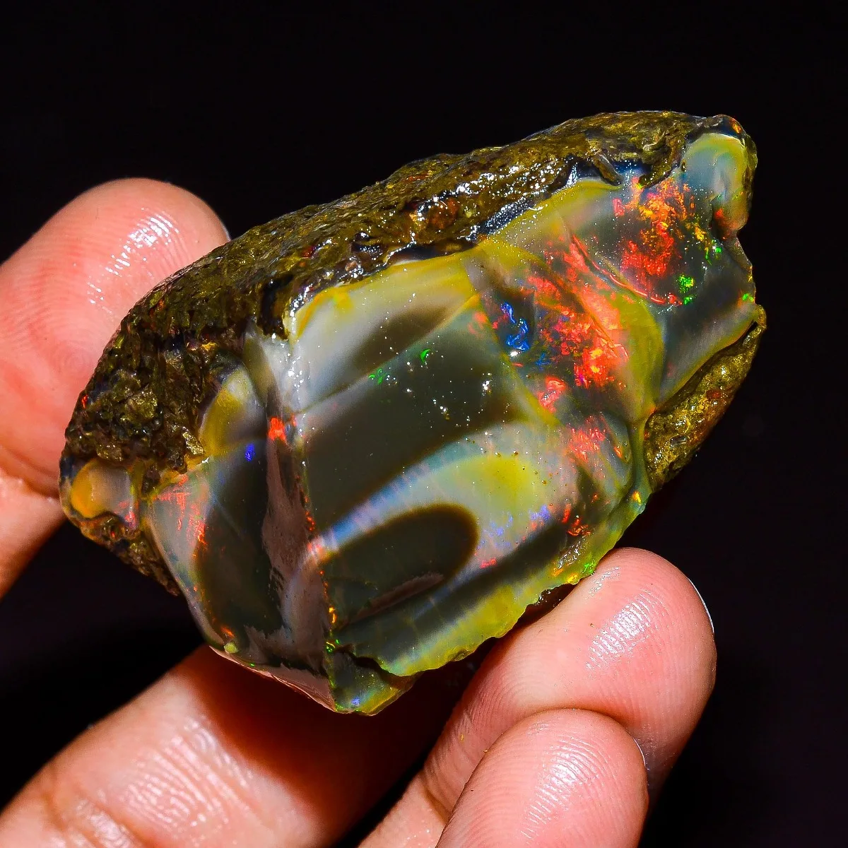 25-80CT Ethiopian Welo Opal Natural Rough Fire Opal Crystal Gemstone Rainbow Flash Jewelry Making Randomly Selected One