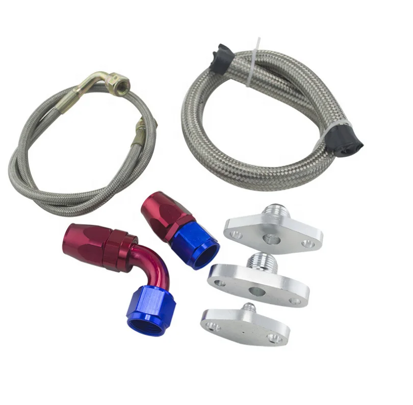Racing Oil Feed Line AN4 AN10 Braided Oil Drain Return Line Flange With Fittings For 1JZ 2JZ Engine