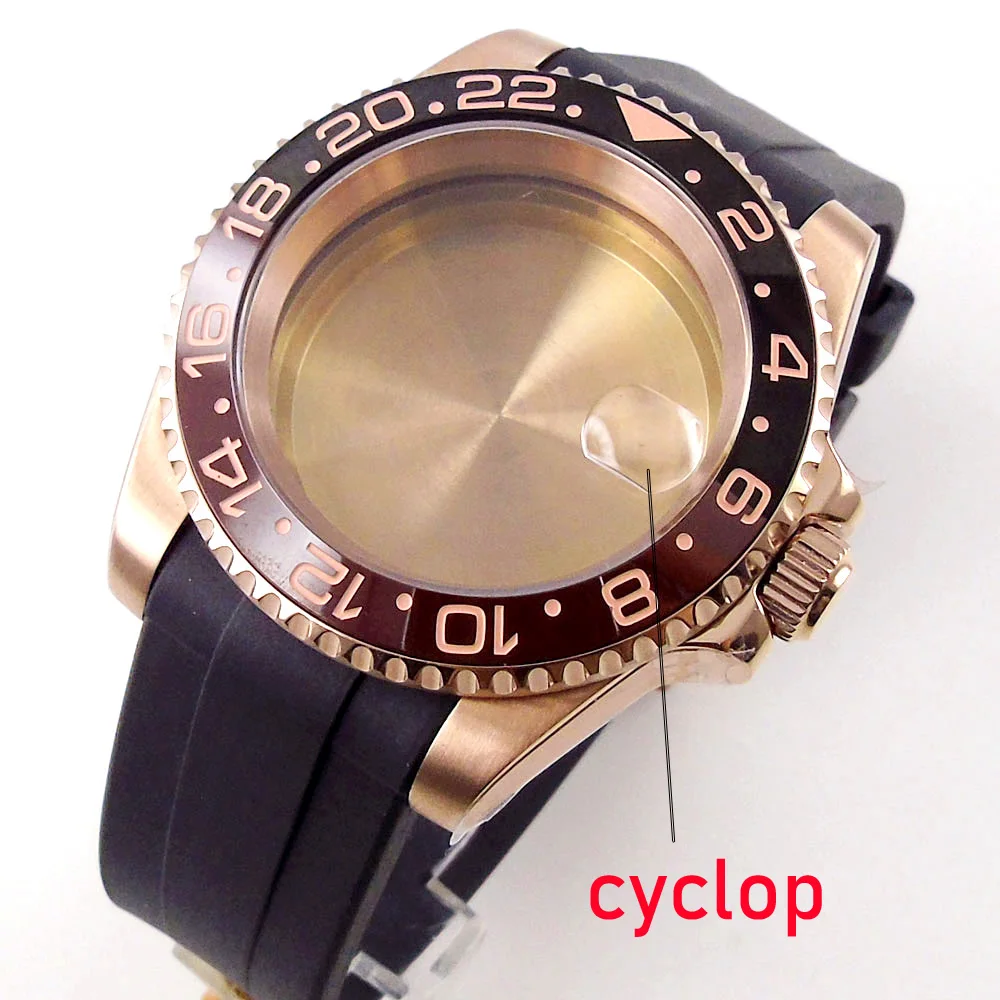 fit NH35 NH36 NH34 10bar 120clicks Bezel 40mm SUB Rose Gold Watch Case Curved End Band image 3