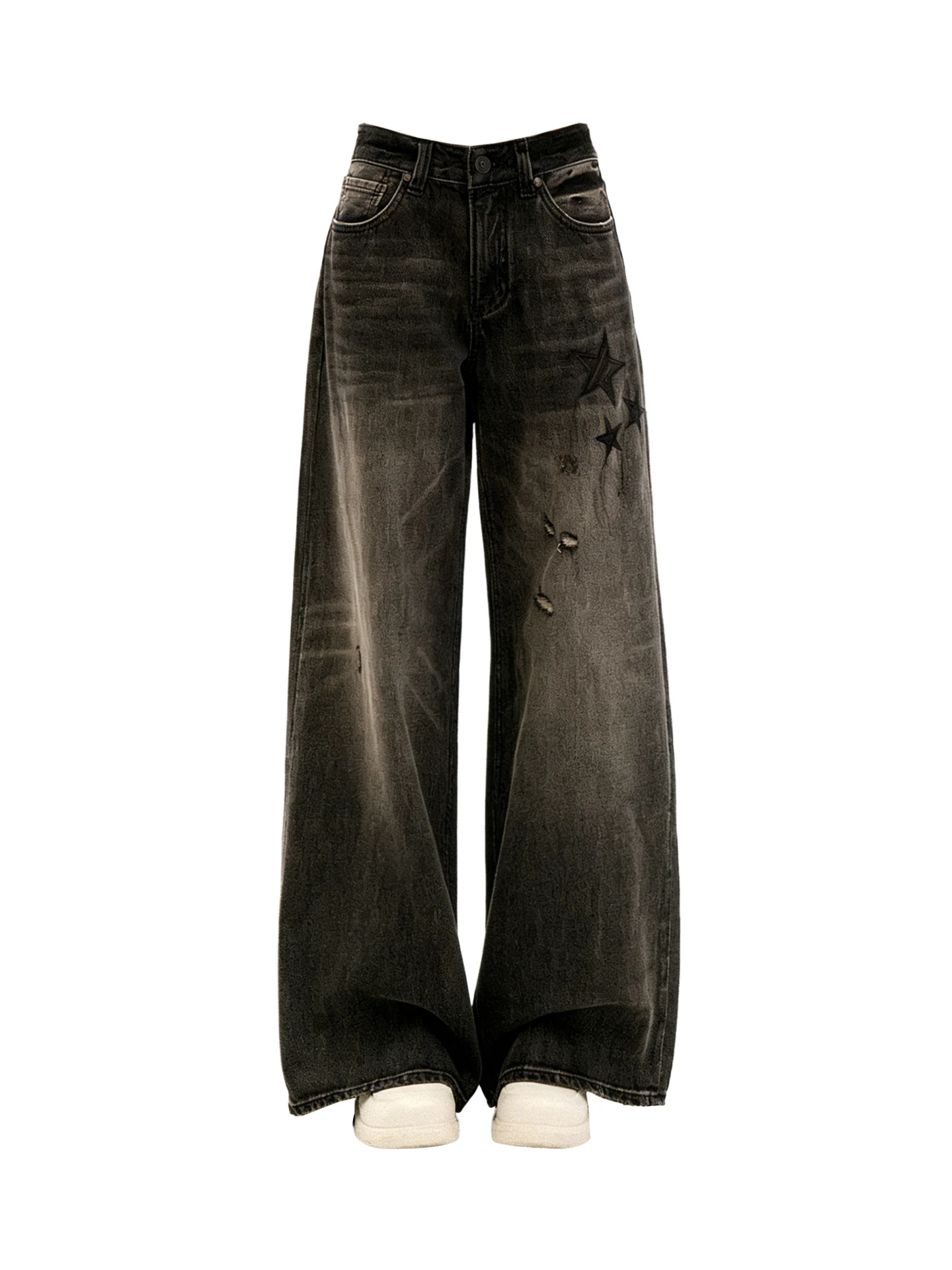 Women's Black Gothic Baggy Emo Y2k Jeans Oversize Grunge Ripped Jean Pants Vintage Harajuku Denim Trousers Alternative Clothes