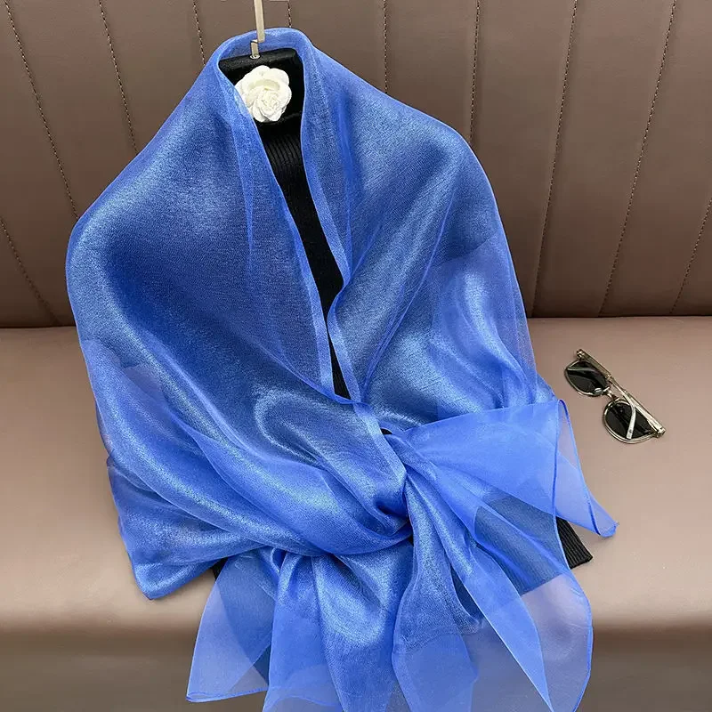 Autumn and Winter New Simulation Silk Double Layer Scarf Shawl Elegant and Elegant Temperament Mom\'s Women\'s Long