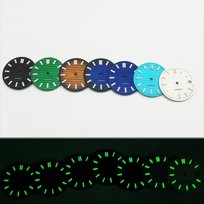 29.8mm NH35 Watch Dial Green Luminous Dial Fit For NH35 NH36 NH38 4R35 4R36 6R 7S Movement Nautilus Watch Case Faces Dial Parts