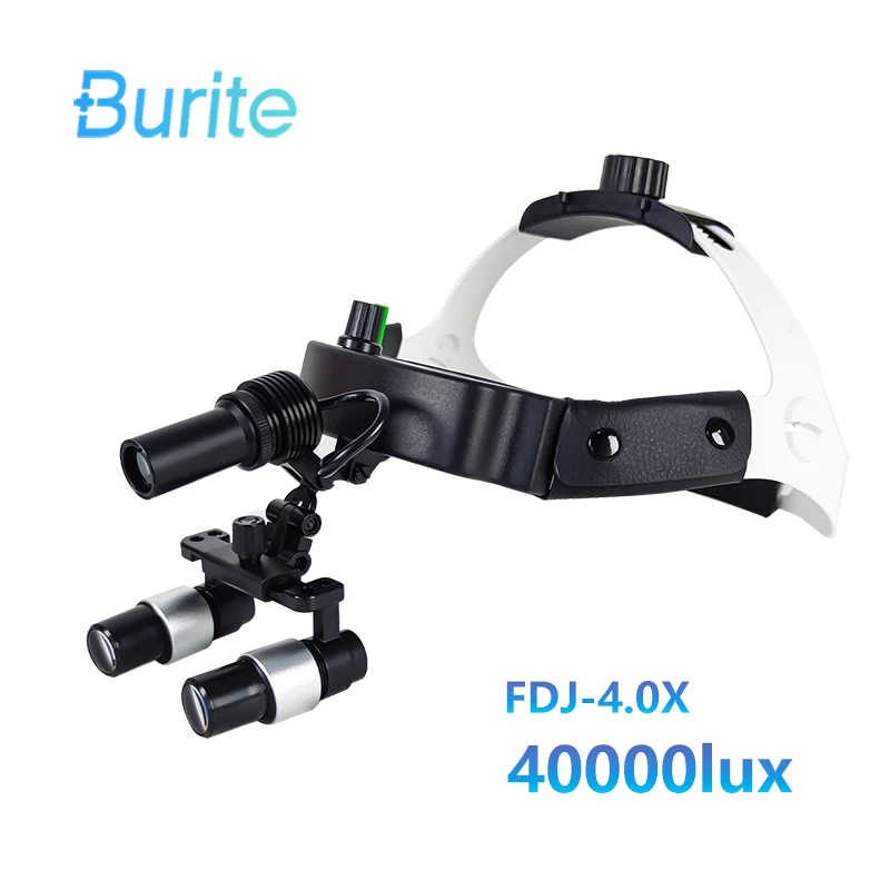 4.0X Dental Surgical LED Headlight Headband Binocular Loupes Brightness Spot Ajustable Headlamp