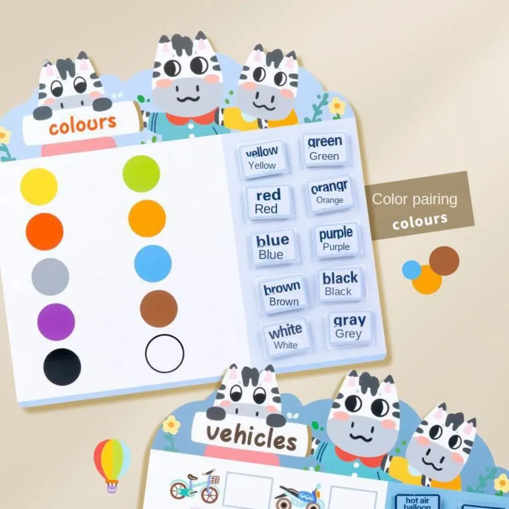 Wiederholtes Einfügen Montessori Quiet Busy Book Farbklassifizierungspapier DIY Paste Material Kit Cartoon DIY