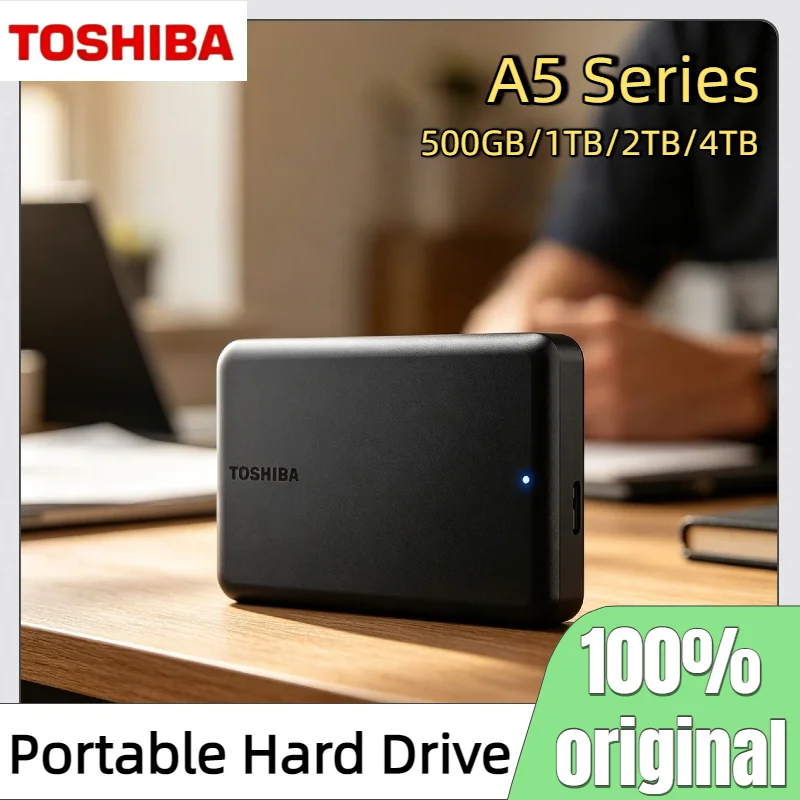 

High Speed Toshiba A5 Series Small Black Portable Hard Drive USB 3.2 Gen1 500GB 1TB 2TB 4TB Pro Max Compatible With Mac