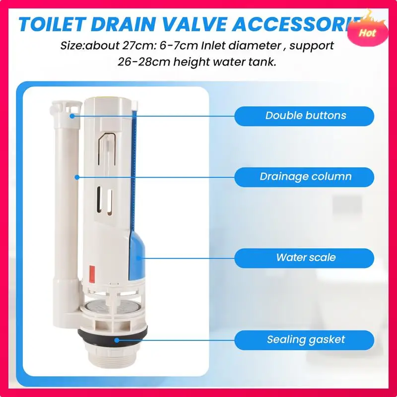 

Split Toilet Drain Valve Two-Button Toilet Water Outlet Valve Dual Flush Fill Water Tank Accessories