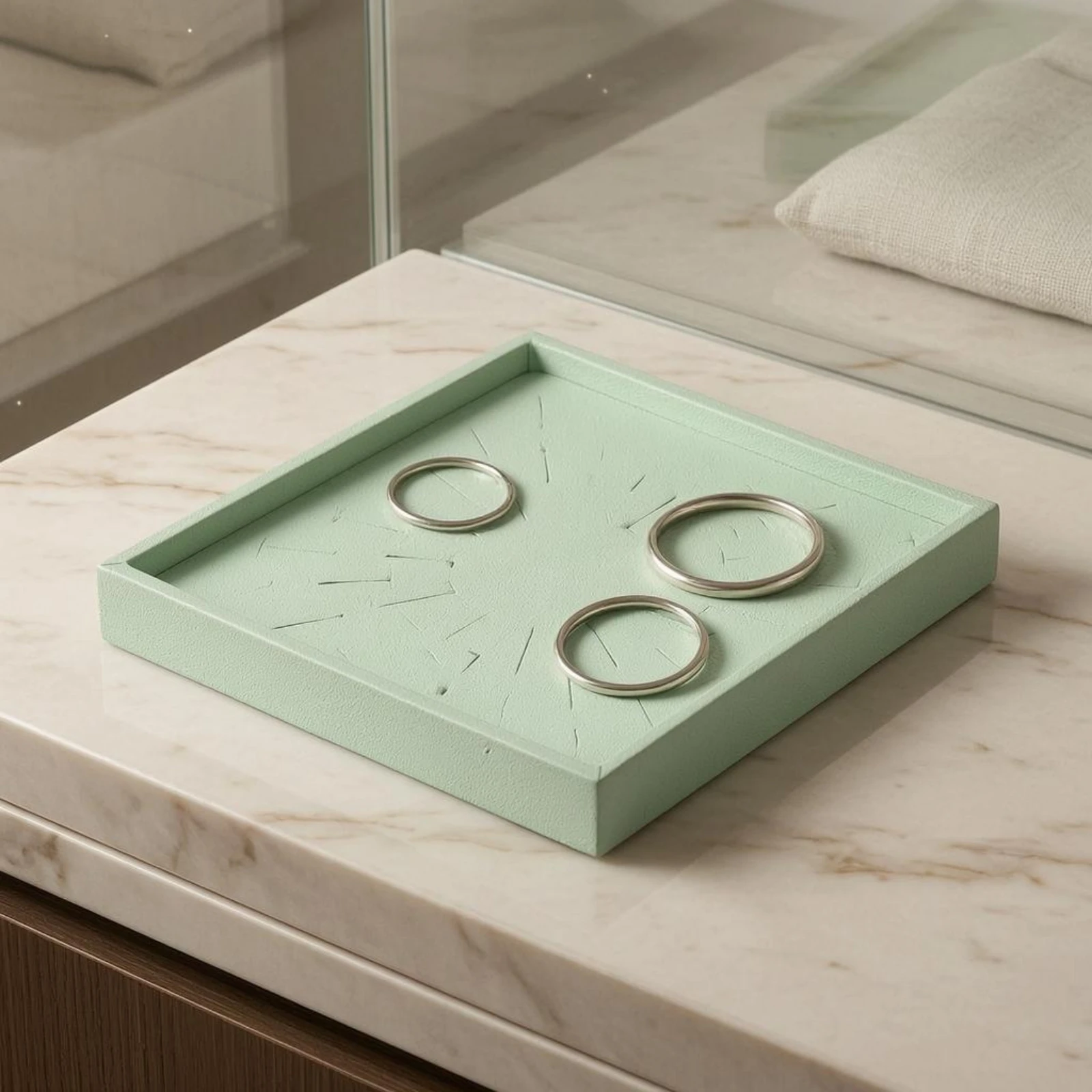 

Band Display Tray Radial Slot Pattern Jewelry Display Tray Textured Surface Matte Finish