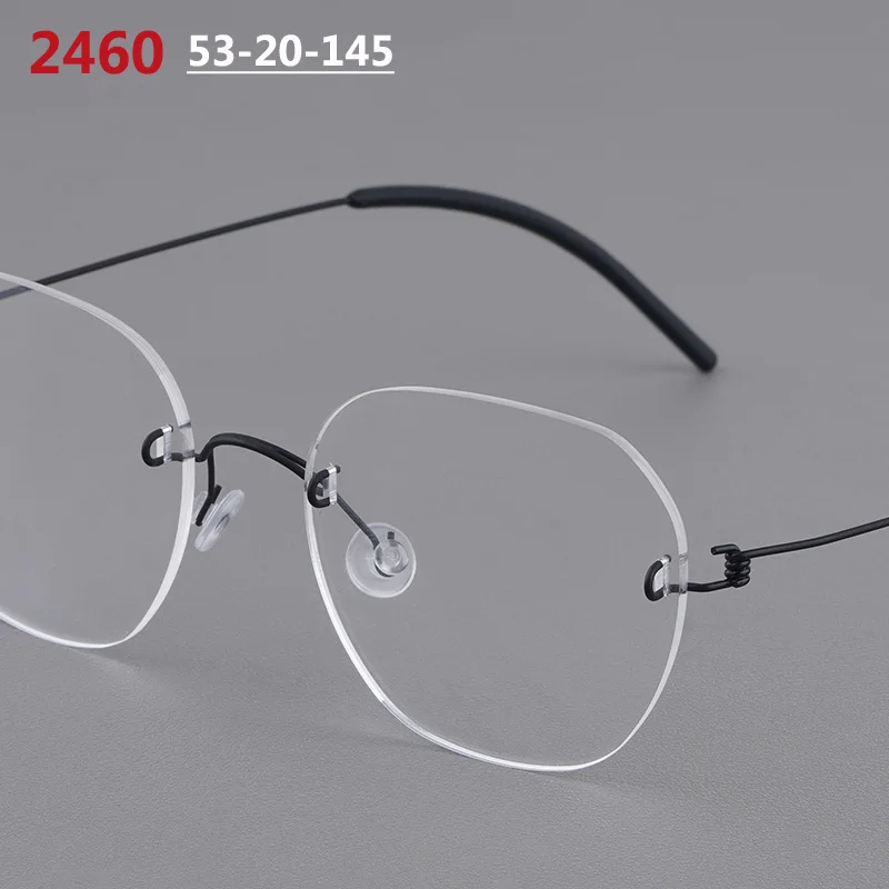 

Polygonal Ultralight Rimless Frame Denmark Brand Screwless Eyeglasses 2460 Men Women Round Glasses Customize Spectacles Eyewear