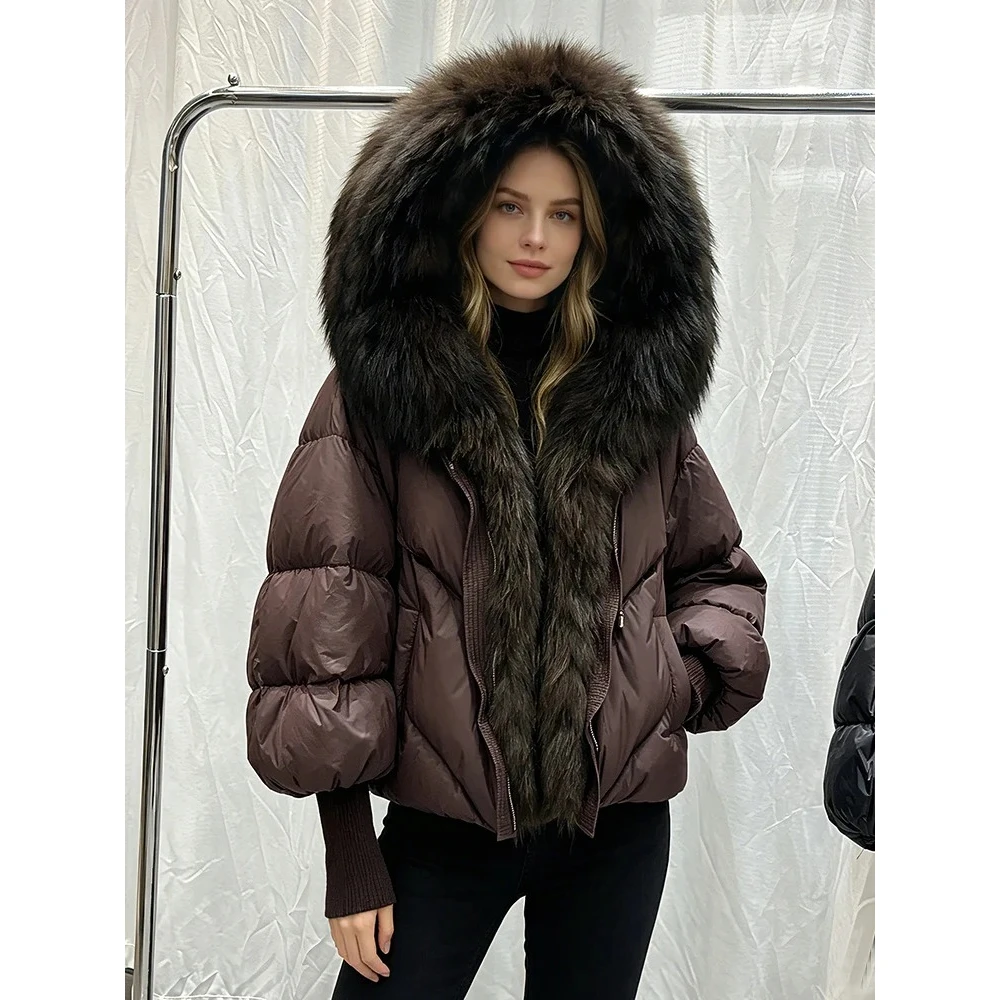 OFTBUY Women Real Fur Coat Winter Luxury Natural Fox Fur Jacket Thick Warm Elegant Hooded Puffer Jacket Streetwear Outerwear