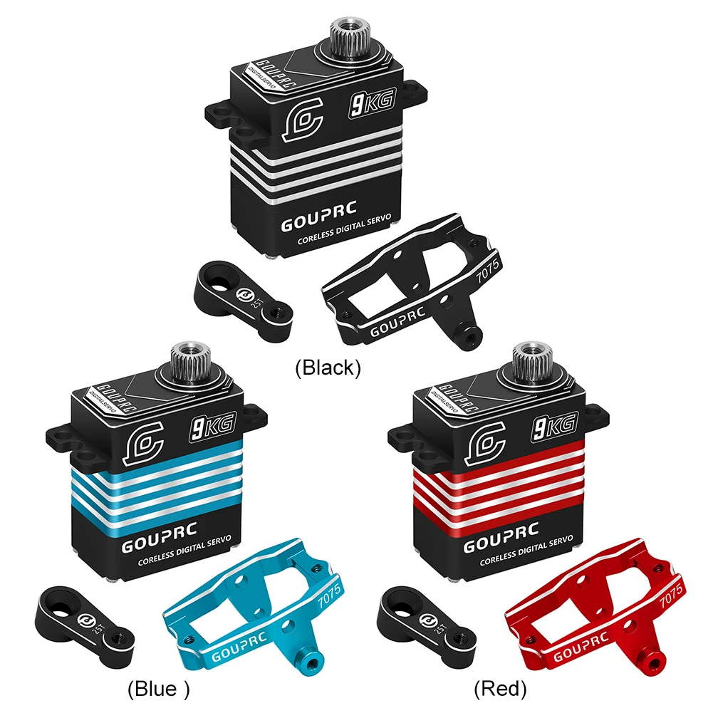 เซอร์โวมินิแบบดิจิตอล RC น้ำหนัก 9 กก. พร้อมขายึดเซอร์โวและแขน มินิเซอร์โวมอเตอร์ไร้แกนสำหรับรถ TRX4M เซอร์โว 1/18 RC
