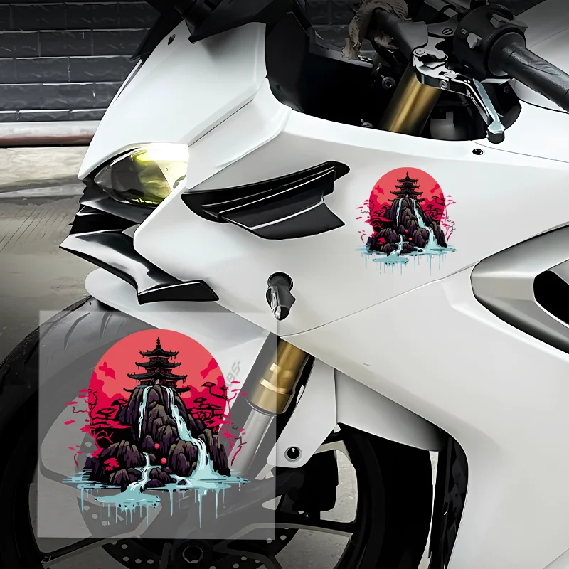 

Японские креативные автомобильные наклейки с рисунком водопада павильона, подходят для декоративных наклеек на кузов автомобиля и мотоциклах