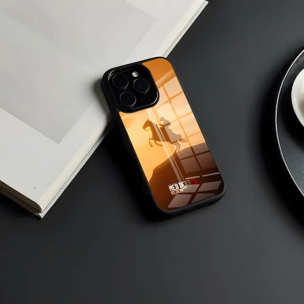 Coque de téléphone de jeu r-rouge Dead Redemption, étui en verre antichoc pour IPhone 17 Pro Max 15 Pro 16 14 Plus 12 13 Mini 11 Pro