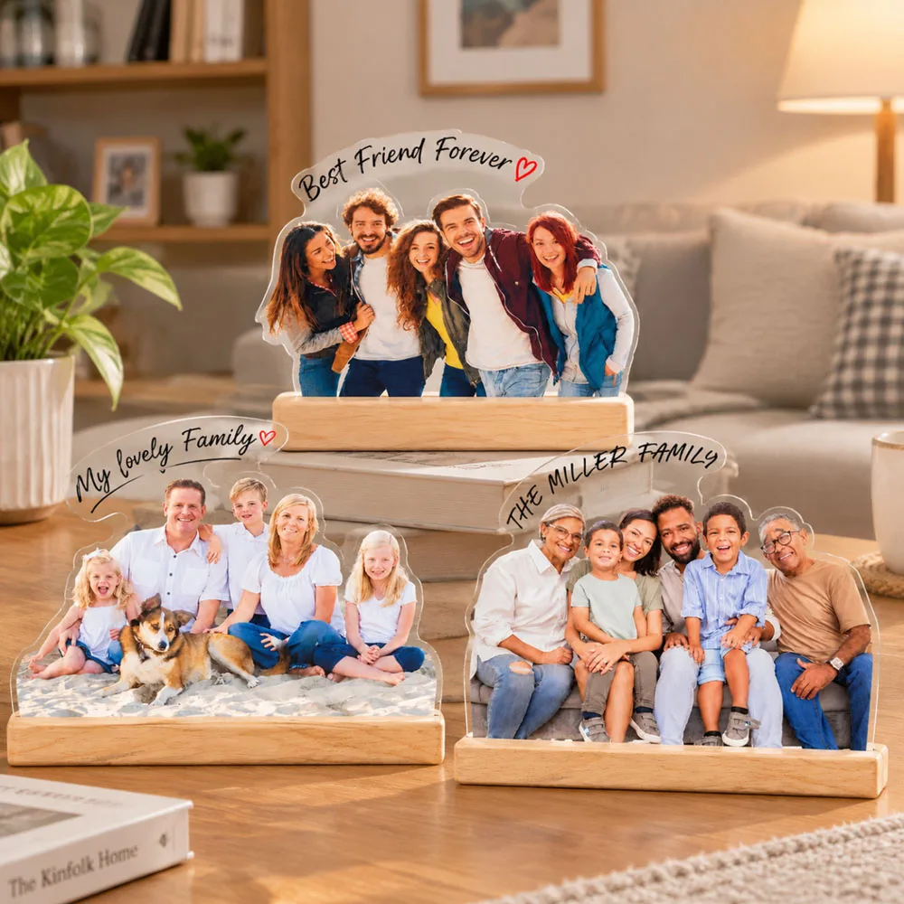 Custom Family Photo Statuette Personalized Friend Members Acrylic Photo Cutouts Birthday Decorative Gifts For Family Members