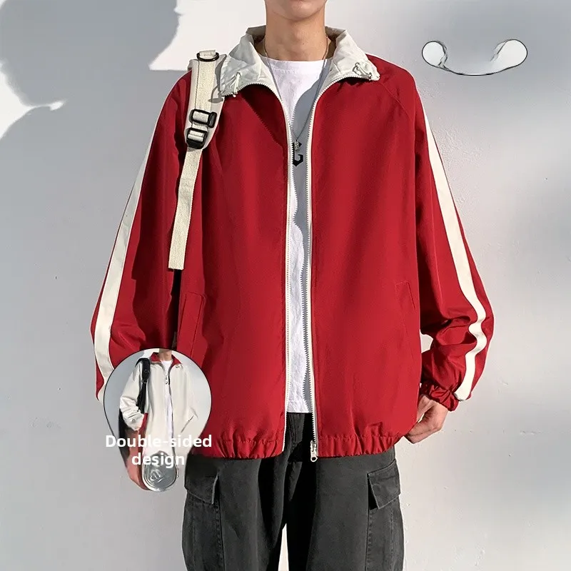 

American Sle двусторонняя одежда Jaet, мужская весенне-осенняя новая тенденция, уличная шикарная ветрозащитная верхняя одежда для пар, длинная молния све