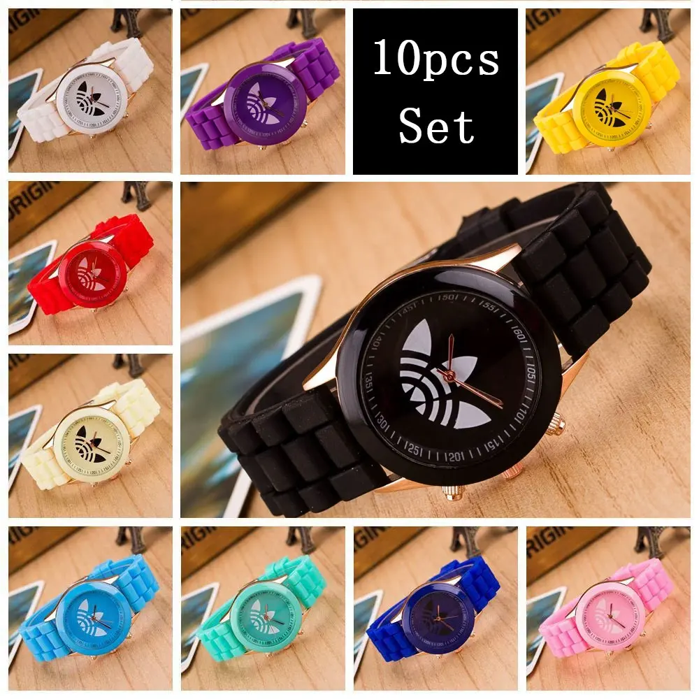

10 шт., женские спортивные часы, повседневные женские силиконовые деловые часы, женские кварцевые наручные часы Zegarek Damski Reloj Mujer