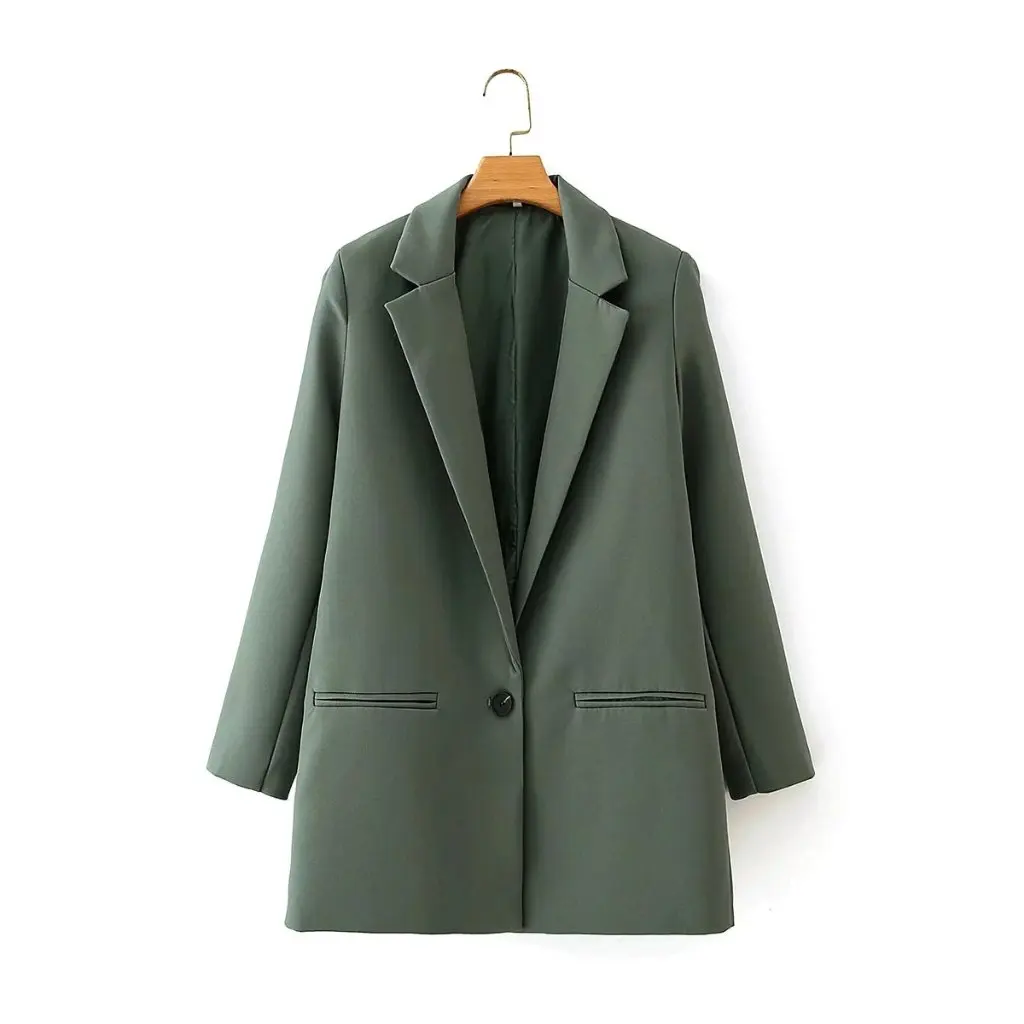

Women's Casual Mid-Length Suit Jacket Autumn New American Style One Button Large Collar Top