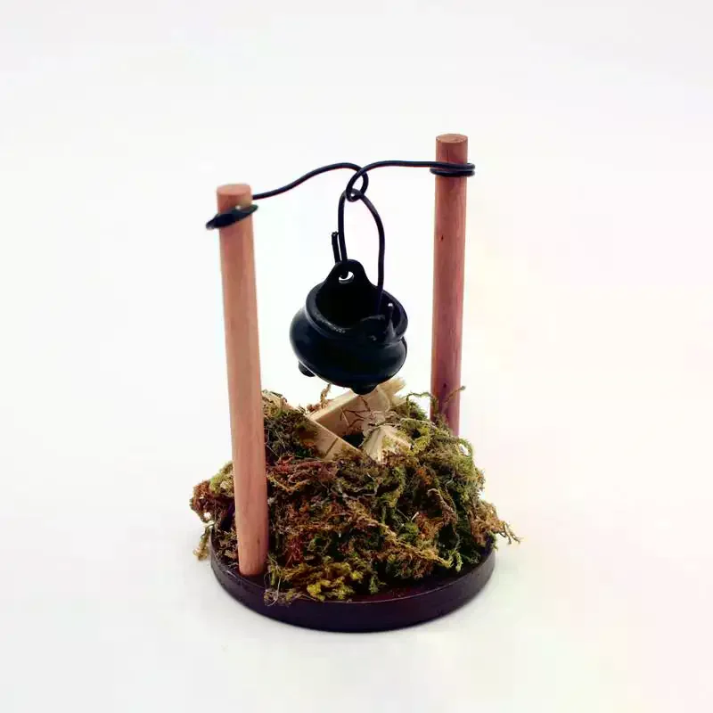 DIY casa de muñecas de juguete en miniatura escena de jardín al aire libre estufa colgante ligera modelo de pila de fuego cocina pila de leña juguetes de simulación para niños