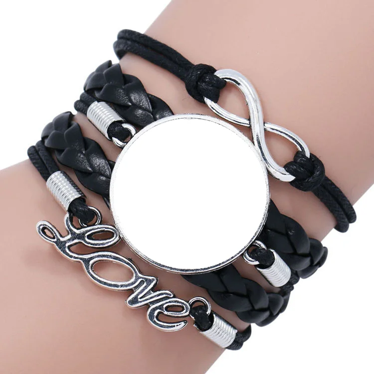 10pcs Classic Woven Leather Rope Chain Bracelets Sublimation Blank Bracelet For Custom Creative Valentine's Day &Birthday Gifts
