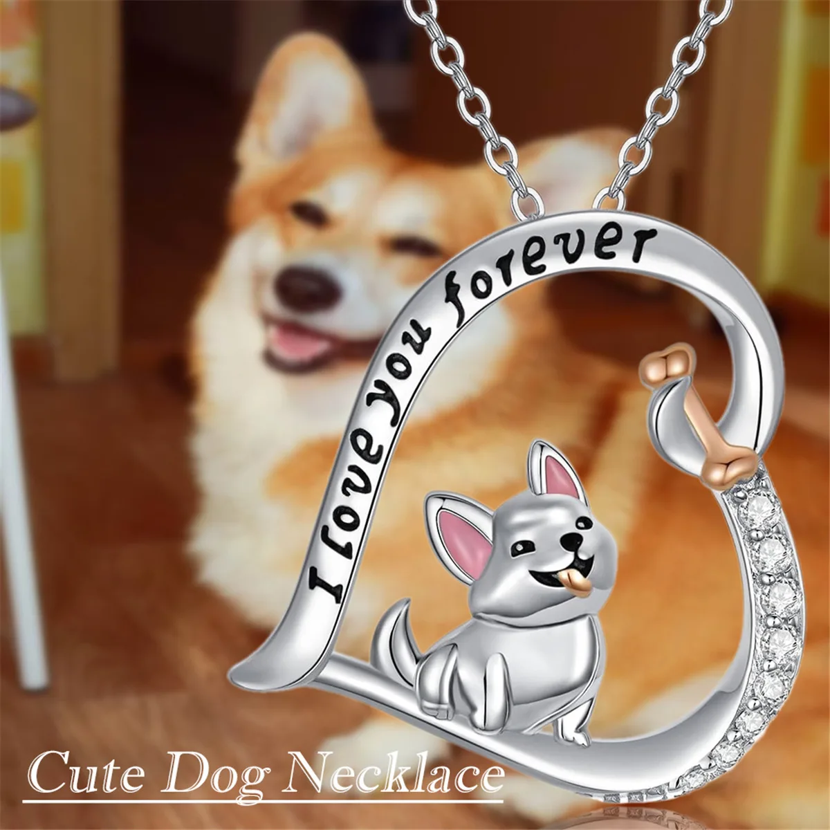 قلادة دلاية على شكل قلب كلب كورجي للنساء ، مجوهرات حيوانات رائعة ، إكسسوارات جرو لطيفة ، هدية عيد ميلاد #1