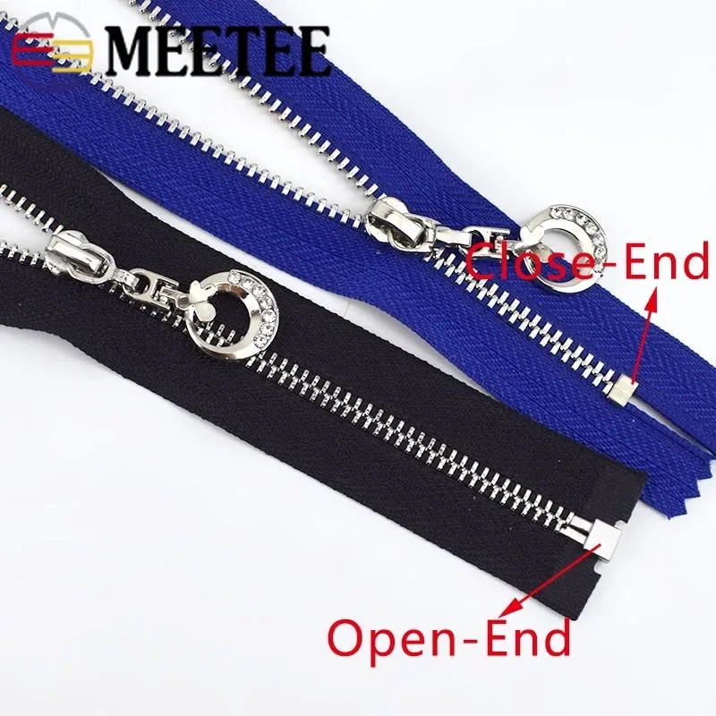 Meetee 2/5 sztuk 3 # metalowe zamki Close-End 20/30cm Open-End 40-70cm na zamek błyskawiczny do torby odzieży torebka Zip zestaw naprawczy materiał