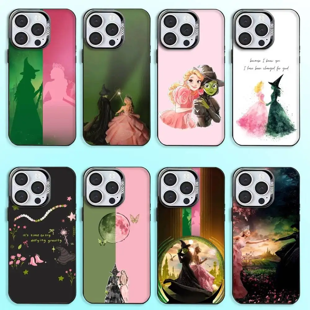 

W-Wicked Musical Green Pink Phone Case For iPhone17,16,15,14,13,12,11 Plus,Pro Max Colored Silver Plated Inside Cover