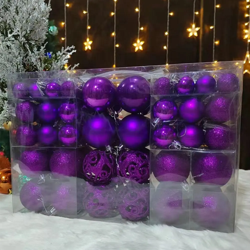 100PCS High-quality Plastic Christmas Ball Set 18 Colors Suspensable Xmas Ornament Ball 8cm Xmas Baubles Storefront