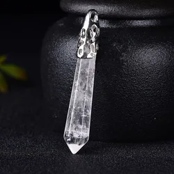 Natural Gem Stone Crystal Charms Pendant for DIY Pendulum Necklace Hexagonal Pointed White Clear Quartz Amethysts Jewelry X242