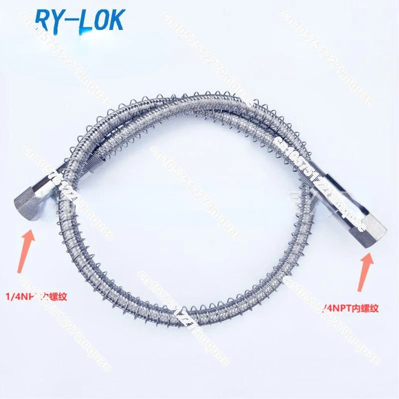 316L stainless steel high pressure metal hose corrugated explosion-proof braided tube 1/4NPT inner wire 2 points