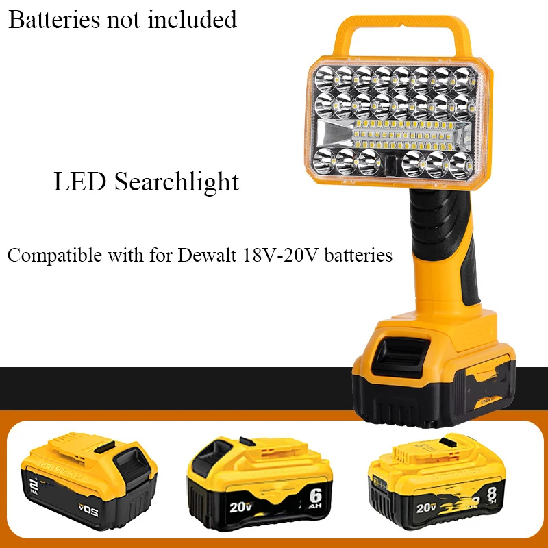 Portable Handheld Cordless LED Light for Makita/DeWalt/Bosch/Black&Decker/Craftsman/Ryobi 18/20V Batteries Outdoor Camping Torch