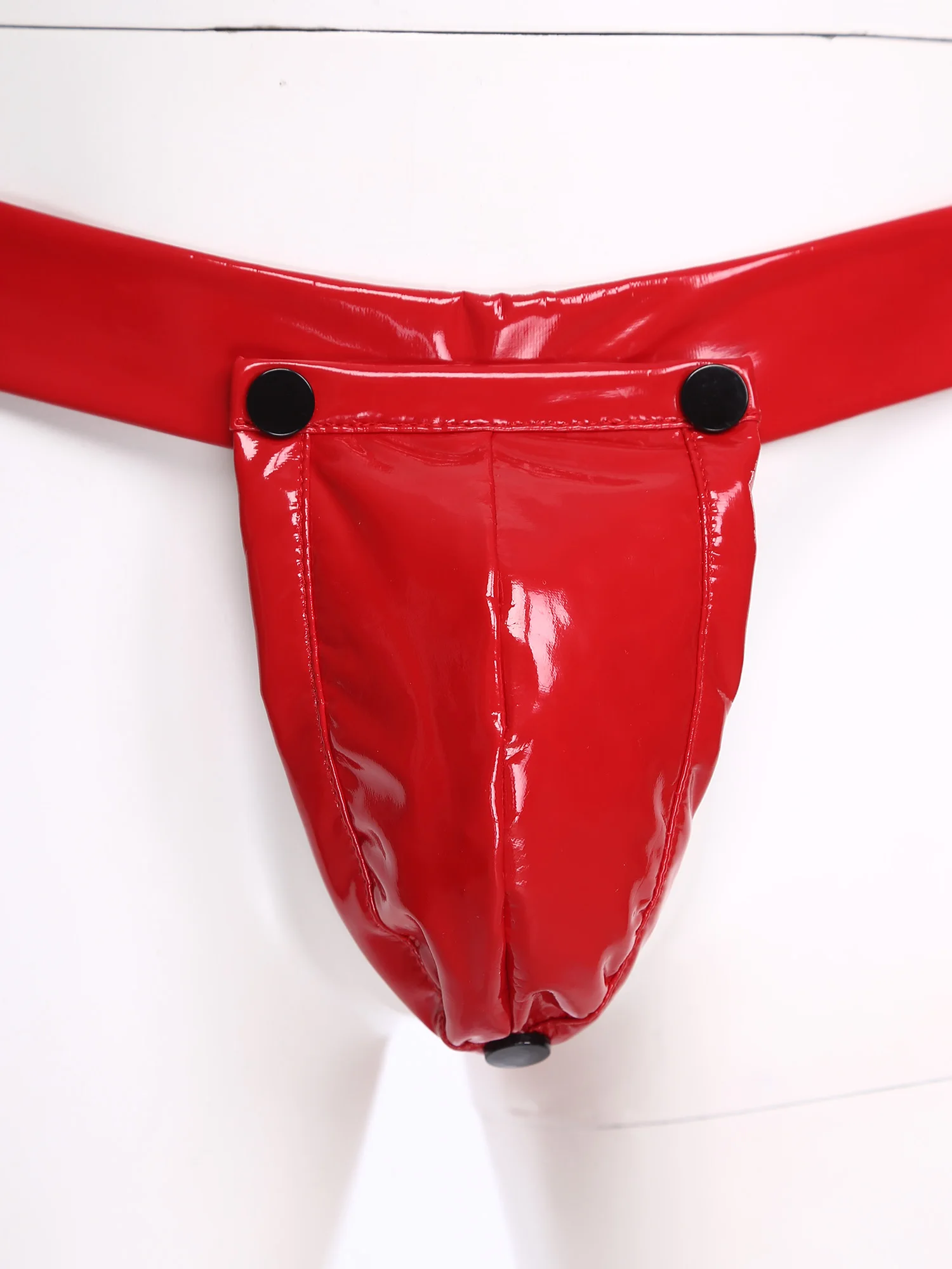 Men Adults Sexy Jockstrap Thongs Wet Look O-ring with Detachable Crotch Cover Glossy PU T-back Briefs for Erotic Dirty Underwear